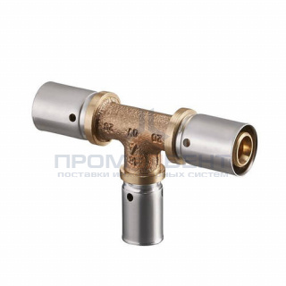 Тройник переходной Oventrop Cofit P - 32x3.0 x 20x2.5 x 32x3.0 (прессовой, бронза)