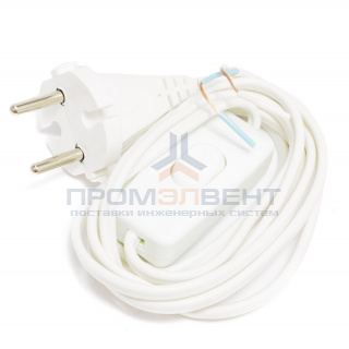 04-32(ШВВП) Шнур сетевой для бра с выключателем, 1,8 м, белый.