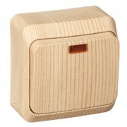 Выключатель одноклавишный с подсветкой Этюд сосна [уп 25 шт]