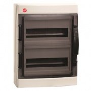 Щиток настенный DKC на 24 модуля IP65 серый с прозрачной дверцей с клеммником 87508 и замком